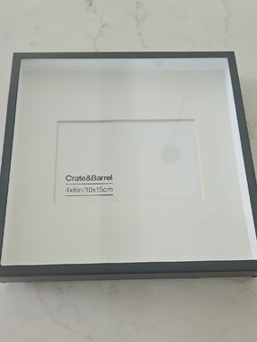Crate&Barrel Charcoal Picture Frame with Off White Mat - 4x6 Opening